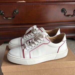 Christian Louboutin White Sneakers with Red Trim